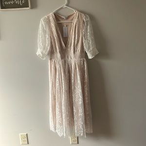 Ivory lace dress midi